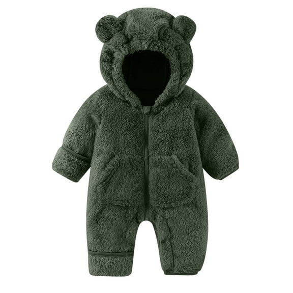 IVEYRTF Childrens Bear Babysuit Leggings Girls and Boys Winter Sweaters Hooded Jumpsuit Snow Suit for 1-18 Months(Green,3-6 Months)