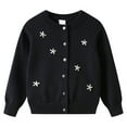 thumbnail image 1 of IVEYRTF Childrens Cardigan Sweaters Fall Winter Solid Color Fashion Embroidered Flower Knit Sweater Cardigan Jacket Top for Kids 2-13 Years(Black,5-6 Years), 1 of 6