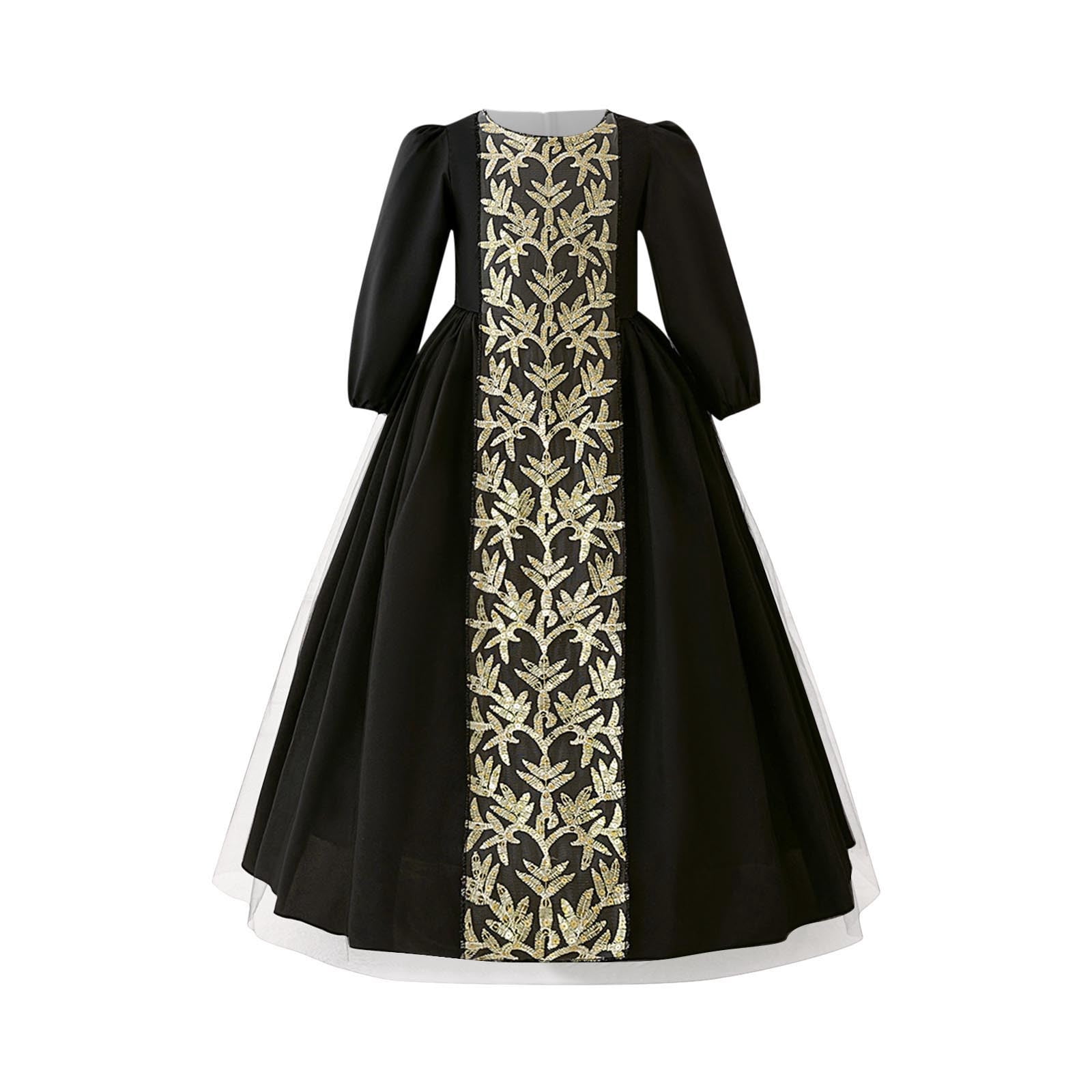 slim fit dress slacks Mahin Black and Gold Embroidered Chiffon Modest Long Maxi Dress | Modest Muslim  Dresses main image 0