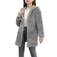 thumbnail image 1 of IVEYRTF Childrens Girls Solid Color Hooded Cardigan Long Sleeve Jacket with Pockets Soft Breathable Casual Outerwear for Everyday Play and Outdoor Activities(Gray,12 Years), 1 of 8