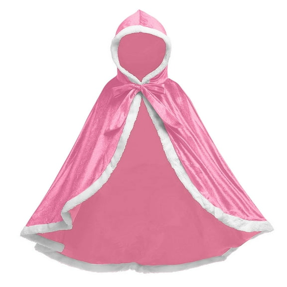 IVEYRTF Childrens Hooded Cape Long Solid Color Cloak for Kids Holiday Party Dress Up Outfits Play Pretend Fashionable Midweight Outerwear for Boys and Girls(Pink,5 Years)