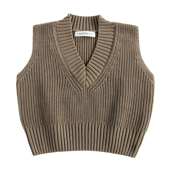 IVEYRTF Childrens Knit Sweater Solid Color V Neck Tank Top for Boys and Girls Winter Wear Soft Breathable Fabric Daily Casual Outfit School Holiday Party(Khaki#2,18 Months)