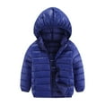 thumbnail image 1 of IVEYRTF Childrens Lightweight Hooded Jacket for Cold Weather Outdoor Activities Polyester Fiber Filled Winter Coat for Boys and Girls Comfortable Casual Wear for School Play(Navy#1,4-6 Years), 1 of 3