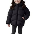 thumbnail image 1 of IVEYRTF Childrens Solid Color Hooded Jacket Warm Thick Zipper Coat Casual Comfortable Long Sleeve Outdoor Winter Wear for Kids Boys Girls Daily Play(Black,3-4 Years), 1 of 6