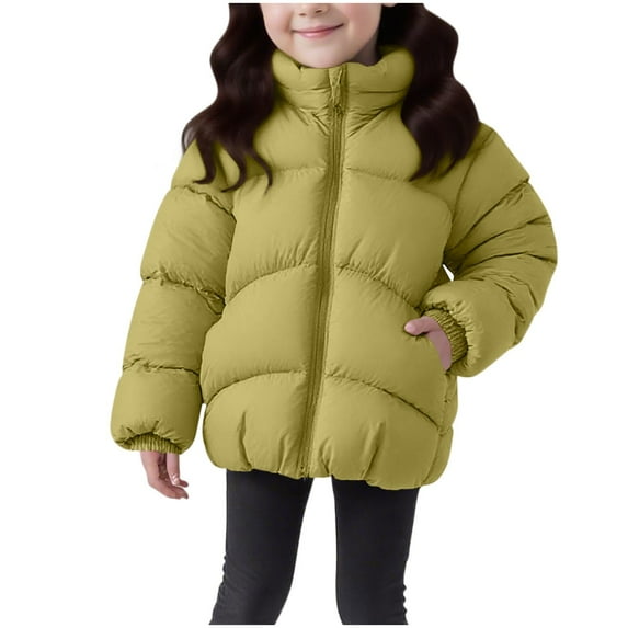 IVEYRTF Childrens Solid Color Hooded Jacket Warm Thick Zipper Coat Casual Comfortable Long Sleeve Outdoor Winter Wear for Kids Boys Girls Daily Play(Green,2-3 Years)