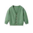 thumbnail image 1 of IVEYRTF Childrens Solid Color Long Sleeve Sweater V Neck Knitted Cardigan Soft Fleece Tops Comfortable Casual Wear for Kids Boys Girls Everyday(Green,2-3 Years), 1 of 6