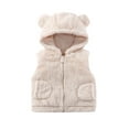 thumbnail image 1 of IVEYRTF Childrens Winter Fleece Lined Sleeveless Hooded Jacket Boys and Girls Solid Color Zipper Vests for Warmth Comfortable Lightweight Outerwear Indoor Casual Wear(Beige,1-2 Years), 1 of 5