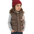 thumbnail image 1 of IVEYRTF Childrens Winter Fleece Vests Warm Thickened Sleeveless Jacket Cozy Outerwear for Boys Girls Cold Weather Layering Piece Kids Puffer Tops Cold Season for Children(Brown#1,1-2 Years), 1 of 4