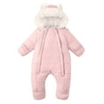 thumbnail image 1 of IVEYRTF Childrens Winter Hooded Jumpsuit Bear Suit Warm Jacket for Boys Soft Comfortable Long Sleeve Zipper Closure Elastic Waist Outdoor Sports Casual Daily Wear Romper(Pink#1,6-12 Months), 1 of 8