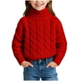 thumbnail image 1 of IVEYRTF Childrens Winter Solid Color High Collar Neck Sweater Knitted Top Fashionable Warm Soft Comfortable Cozy Kids Turtleneck Sweater for Boys Girls Casual Party Holiday(Red,4 Years), 1 of 6