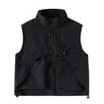 thumbnail image 1 of IVEYRTF Childrens Zipper Hooded Sleeveless Functional Workwear Vests for Boys Girls Casual Outdoor Wear Comfortable and Breathable Fabric for Daily Travel(Black,5 Years), 1 of 3
