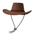 thumbnail image 1 of IVEYRTF Cowboy Hat Men Solid Color Classic Western Sun Hat Adjustable Cord with Wide Brim Hats for Men, 1 of 7