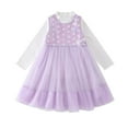 thumbnail image 1 of IVEYRTF Detachable Sleeves Glitter Long Sleeve Dress French Princess Puffy Dress for Girls Kids Big Girls Formal Party Wear Holiday Celebration Outfits(Purple,5-6 Years), 1 of 8