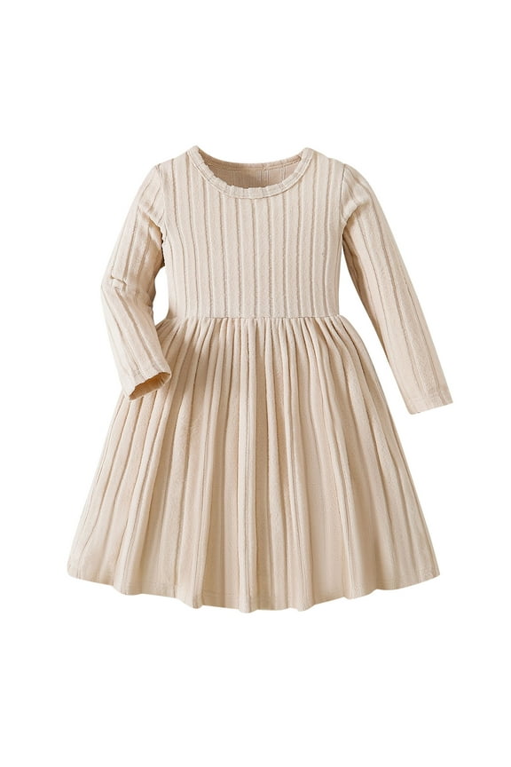 Girls Long Sleeve Round Neck Princess Dress Elegant Party Gown for Fall Winter Holiday Christmas Birthday Celebration Toddler Kids Children Outfi