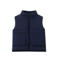 thumbnail image 1 of IVEYRTF Fall and Winter Childrens Solid Color Quilted Vests Boys Girls Thickened Warm Fashion Down Filled Tops Casual Sleeveless Outerwear Jacket for Kids(Navy#1,3-4 Years), 1 of 3