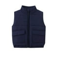 thumbnail image 1 of IVEYRTF Fall and Winter Childrens Solid Color Quilted Vests Boys Girls Thickened Warm Fashion Down Filled Tops Casual Sleeveless Outerwear Jacket for Kids(Navy,3-4 Years), 1 of 8