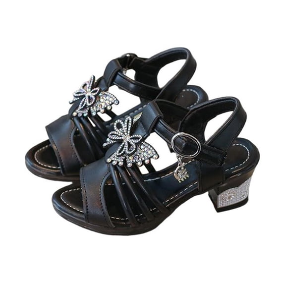 IVEYRTF Girls Bow Block Heel Dress Sandals Open Toe Adjustable Strap Wedding Party Shoes