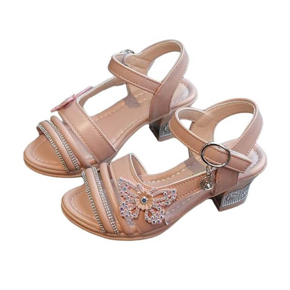 IVEYRTF Girls Bow Block Heel Dress Sandals Open Toe Adjustable Strap Wedding Party Shoes