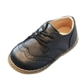 thumbnail image 1 of IVEYRTF Girls British Style Lace-Up Leather Shoes Casual and Classic Flats Kids Comfortable Small Shoes(Black,1-1.5 Years), 1 of 9