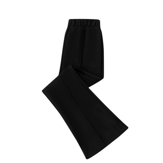 IVEYRTF Girls Cotton Wide Leg Flare Pants Elastic Waist Casual Comfortable Fit Fall Winter Solid Color Trousers for Everyday Bottoms(Black,11-12 Years)