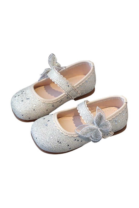 Girls Fashion Casual Closed Toe Princess Style Flats with Bow Comfortable School Shoes for Everyday Wear and Soft Sole Footwear for Girls Activities(Beige,18-24 Months)