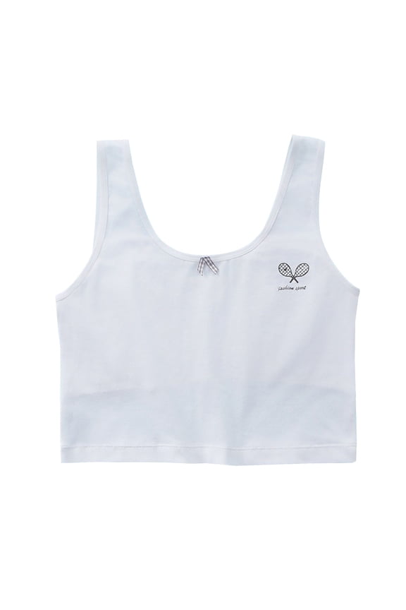 Girls First Bra Breathable Light Support School Activities Everyday Wear Wire Free Design Comfort Fit Seamless Starter Undergarment(White,8-9 Years)