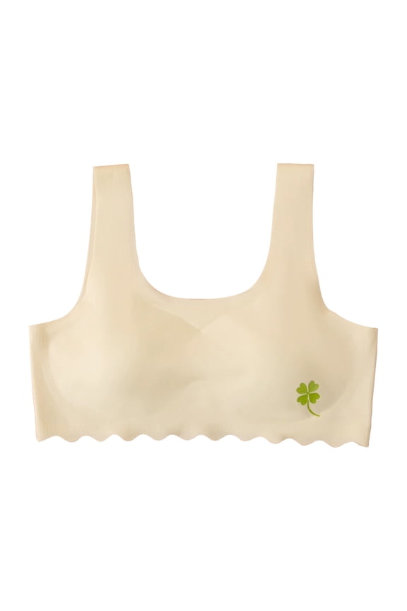 Girls First Bra Breathable Light Support School Activities Everyday Wear Wire Free Design Comfort Fit Seamless Starter Undergarment(Yellow#1,9-10 Years)