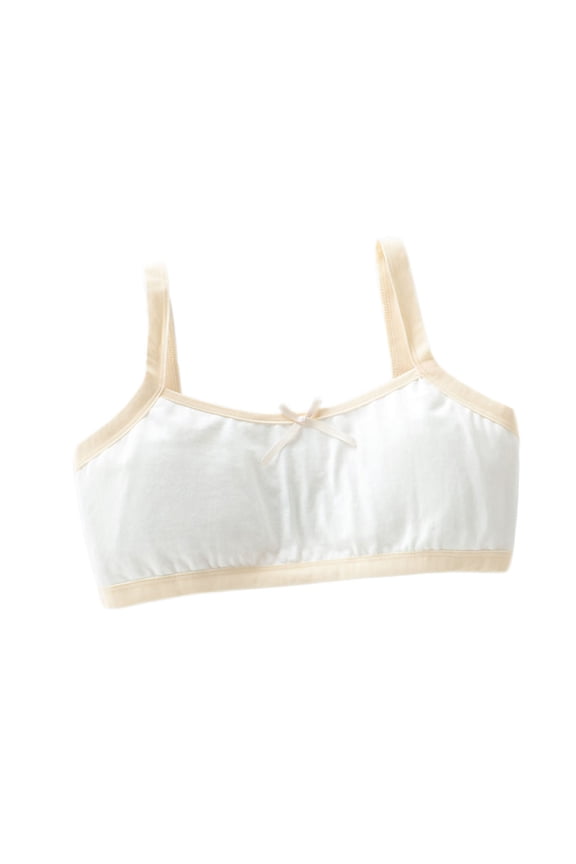 Girls First Training Bra Breathable Comfort School Daily Wear Light Support Wire Free Design Bralette Starter Undergarment(Yellow,7-10 Years)