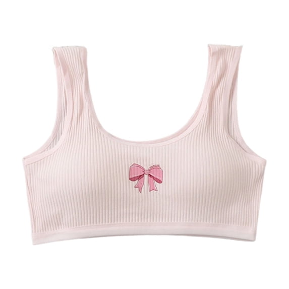 IVEYRTF Girls First Training Bra Lightly Padded Comfort Fit School Daily Wear Wire Free Design Bralette Starter Undergarment(Pink,16-18 Years)