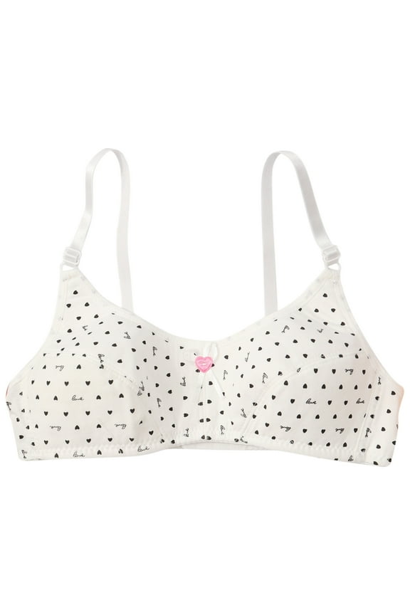 Girls First Training Bra Lightweight Breathable School Activities Comfort Fit Wire Free Bralette Starter Undergarment(White#1,6-7 Years)