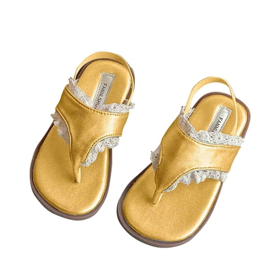 IVEYRTF Girls Flip Flops Sandals Shoes with Lace Summer Soft Sole Kids Breathable Beach Vacation Casual Everyday Wear Slipper Sandals