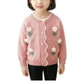 thumbnail image 1 of IVEYRTF Girls Jacquard Cardigan Knit Sweater with Button Lapel Sweater Childrens Cute Floral Print Sweater Jacket for Kids 2-8 Years(Pink,5-6 Years), 1 of 8