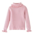 thumbnail image 1 of IVEYRTF Girls Knit Sweater Pearl High Neck Lapel Solid Color Warm Cozy Fall Winter Fashion Thermal Top Everyday Wear for Kids 2-13 Years(Pink,8-9 Years), 1 of 3