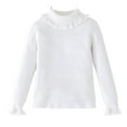 thumbnail image 1 of IVEYRTF Girls Knit Sweater Pearl High Neck Lapel Solid Color Warm Cozy Fall Winter Fashion Thermal Top Everyday Wear for Kids 2-13 Years(White,2-3 Years), 1 of 3