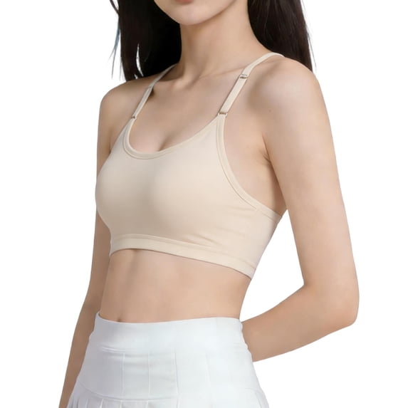 IVEYRTF Girls Lightly Padded Training Bra One Piece Design Modest Coverage School Daily Wear Comfort Fit Bralette Undergarment(Beige,9-10 Years)