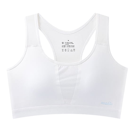 IVEYRTF Girls Lightweight Training Bra Breathable Design School Daily Wear Comfort Fit Wire Free Light Support Starter Bra(White#2,17-18 Years)