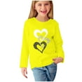 thumbnail image 1 of IVEYRTF Girls Long Sleeve Heart Print Shirt Cute Crewneck Pullover Top Soft Blouse for Kids Toddler Youth Childrens Casual Everyday Wear Printed Shirt for Girls School Holiday(Yellow,7-8 Years), 1 of 5
