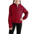 thumbnail image 1 of IVEYRTF Girls Long Sleeve Hooded Sweatshirt with Thumbhole Cuffs and Side Slit Hem Comfortable Pullover for Kids Casual Wear Everyday Play(Red#1,13 Years), 1 of 8
