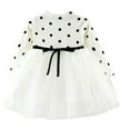 thumbnail image 1 of IVEYRTF Girls Long Sleeve Princess Dress with Bow Cute Party Gown for Toddler Kids Holiday Birthday Celebration Outfit Elegant Star Net Sleeve Dresses(White#1,2 Years), 1 of 3