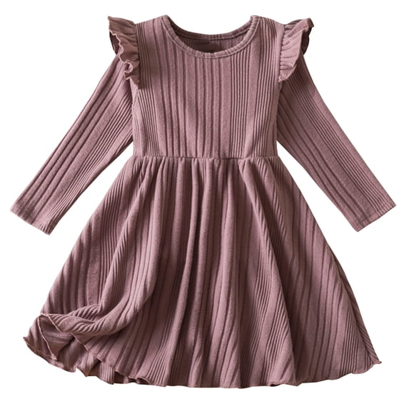 IVEYRTF Girls Long Sleeve Princess Dress with Ruffled Lace and Bow Detail for Fall Winter Holiday Party Wear Elegant Round Neck Embroidery Mesh Cake Layered Dresses(Pink,7 Years)