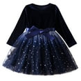 thumbnail image 1 of IVEYRTF Girls Long Sleeve Princess Dress Ruffled Lace Embroidery Bow Skirt Round Neck Elegant Party Wear for Toddler Kids Fall Spring Outfit Casual Holiday Birthday(Blue#1,7 Years), 1 of 4