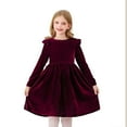 thumbnail image 1 of IVEYRTF Girls Long Sleeved Casual Velvet Dress with Ruffle Princess Party Dress Ruffle A-Line Casual Boho Christmas Party Dress for Holiday Festive(Red,7 Years), 1 of 9