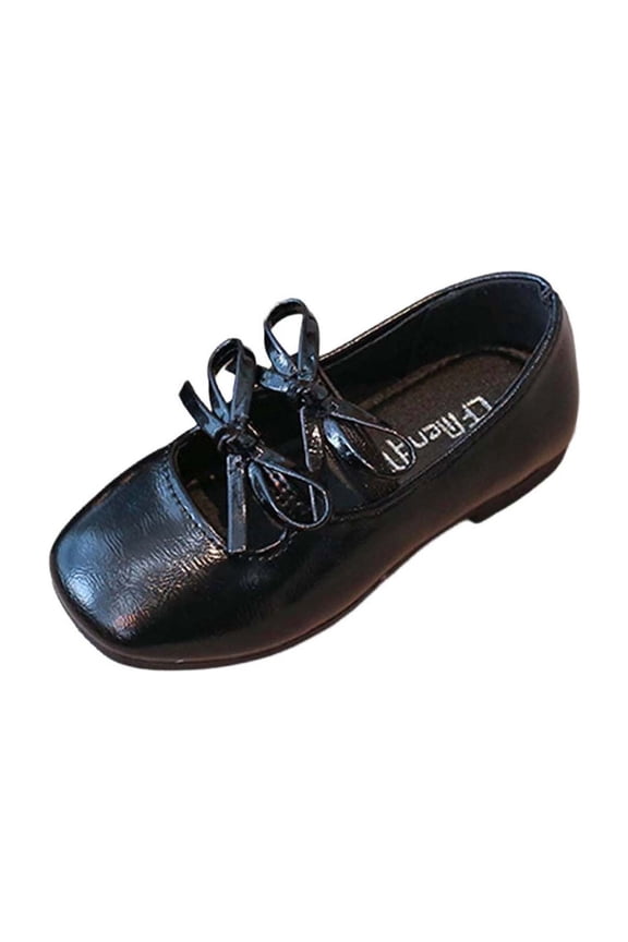Girls Metallic Bow-Diamond Flats for Summer Casual Dance and Party Shoes for Kids Sparkly Shoes(Black,2.5-3 Years)