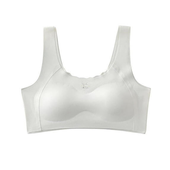IVEYRTF Girls Printed Sports Bra Removable Padded Design Adjustable Strap School Activities Light Support Athletic Undergarment(White,9-11 Years)