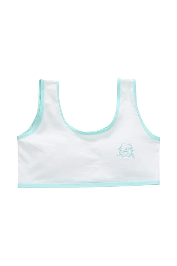 Girls Seamless First Bra Comfort Fit School Daily Wear Light Support Wire Free Design Bralette Starter Bra(Green,7-9 Years)