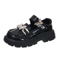 thumbnail image 1 of IVEYRTF Girls Soft Sole Leather Loafers with Hook and Loop Closure Casual Flat Shoes for Daily Wear and School Activities Comfortable Slip On Footwear for Girls(Black#1,5.5-6 Years), 1 of 9