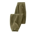 thumbnail image 1 of IVEYRTF Girls Solid Color Corduroy Straight Leg Casual Pants Loose Casual Wide Leg Pants Elastic Waist Length(Army Green,11-12 Years), 1 of 5