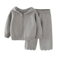 thumbnail image 1 of IVEYRTF Girls Solid Color Hooded Sweater and Pants Set Long Sleeve Casual Two-Piece Outfit Fall Winter Comfortable Loose Trousers for Everyday Wear(Gray,7-8 Years), 1 of 6