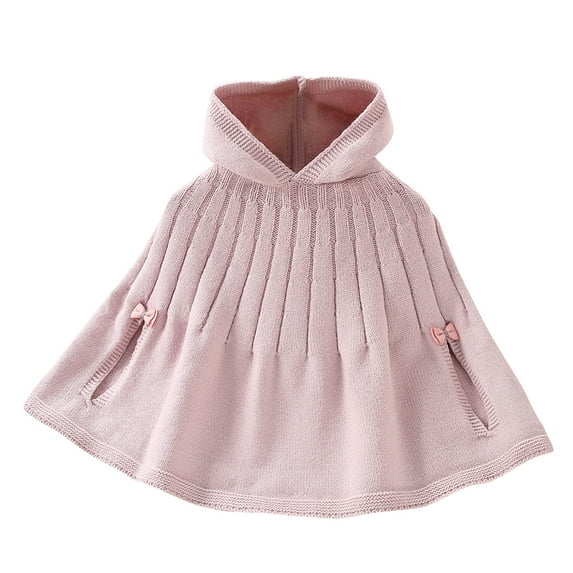 IVEYRTF Girls Solid Color Knit Cape Poncho Sweater Pullover Hooded Fall Winter Warm Soft Outerwear Top for Kids 1-5 Years(Purple,4 Years)