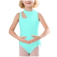 thumbnail image 1 of IVEYRTF Girls Solid Color Leotard Set Sleeveless Straps Design Mesh Cut Out Thong Bottom Gymnastics Dance Practice Wear Summer Training Comfort Fit Performance Outfit(Green,3-4 Years), 1 of 7